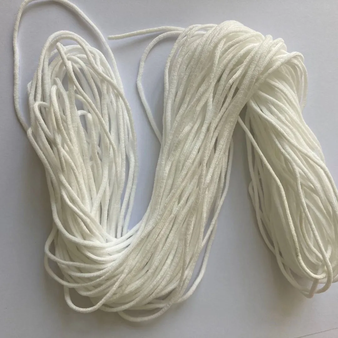 Высококачественные круглые плоские эластичные плетеные петли для наушников белого цвета 3 мм 4 мм 5 мм