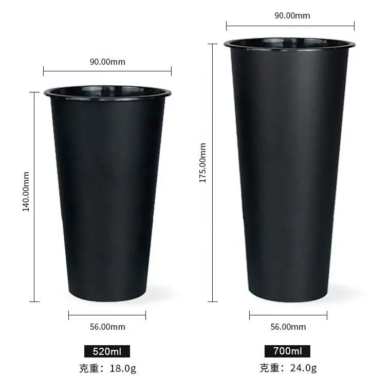High Quality Manufacturers Black Food Grade PP Take-out Drinking Cup Plastic Cola Cup With Lids Custom Logo OEM