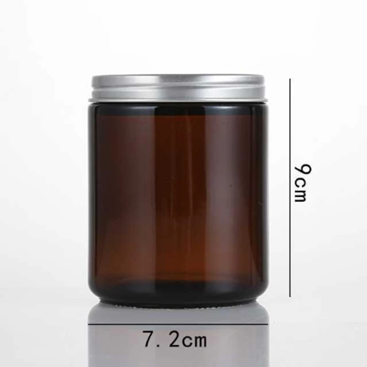 Прямая боковая Янтарная баночка для косметического крема стеклянная банка 250 мл 9 унций свеча банка