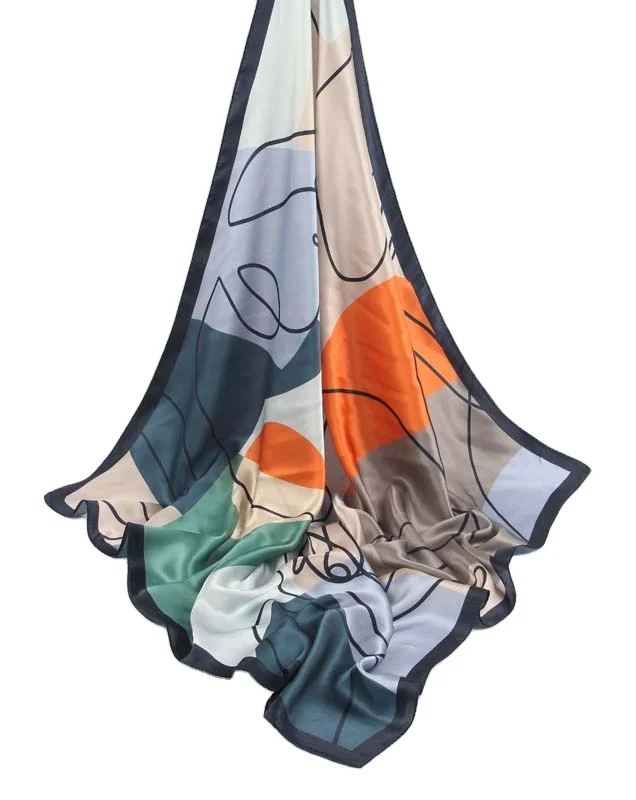 Oem 100% натуральные квадратные шелковые шарфы, изящный женский шелковый шарф с цифровым принтом для вечеринки