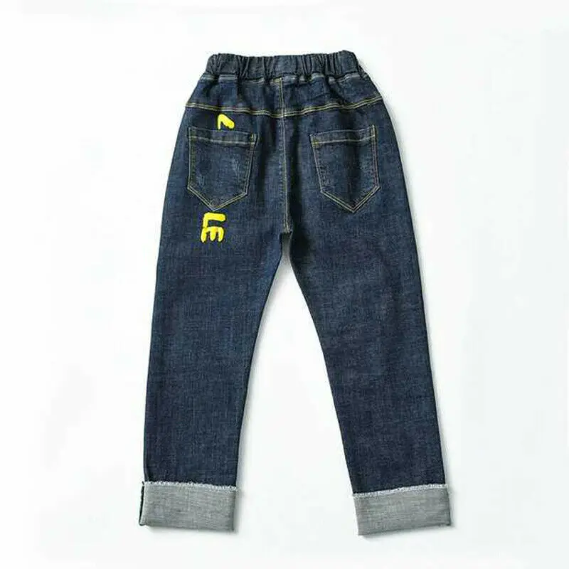 Wholesale Special Custom Funky Track Denim Kids Jeans Embroidery Soft Touch Fit Pants Children Elastic Waist Cool Kids Trousers