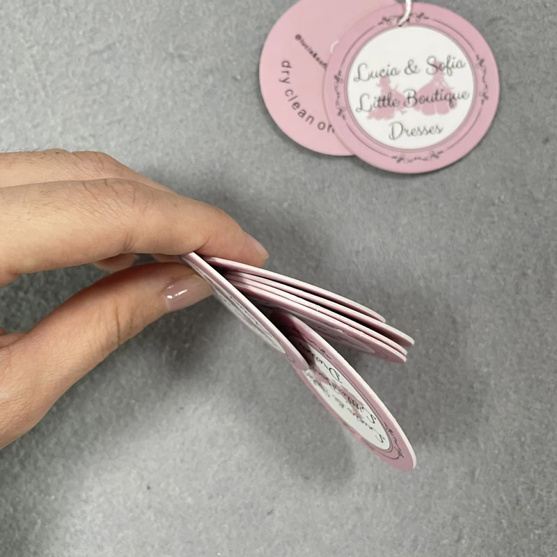 Custom Hang Tags Clothing Small Round Paper Tags For Clothes Hanging Hang Tags With Strings Logo Printed