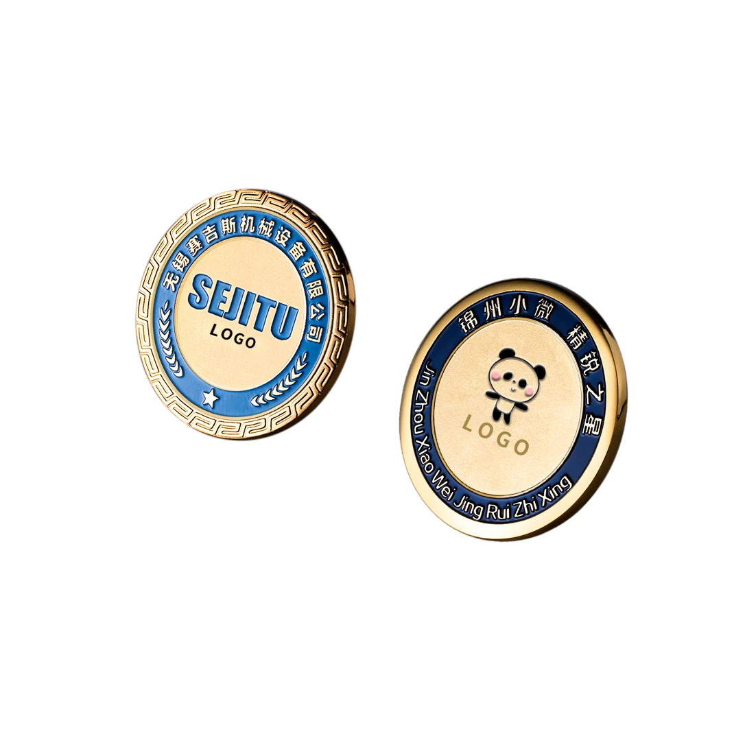 
Customized high-end gas gold-plated metal exquisite maker fashion handsome round nurse aviation name tag button pin badge 