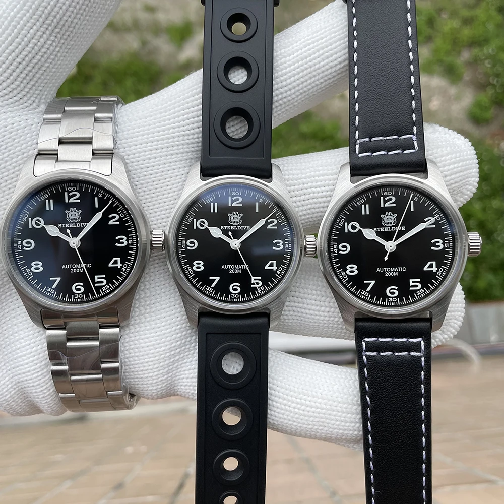 STEELDIVE SD1940M 39mm New Design BGW9 Blue Luminous Black Dial Stainless Steel NH35 Auto 200M Waterproof Dive Watches for Men