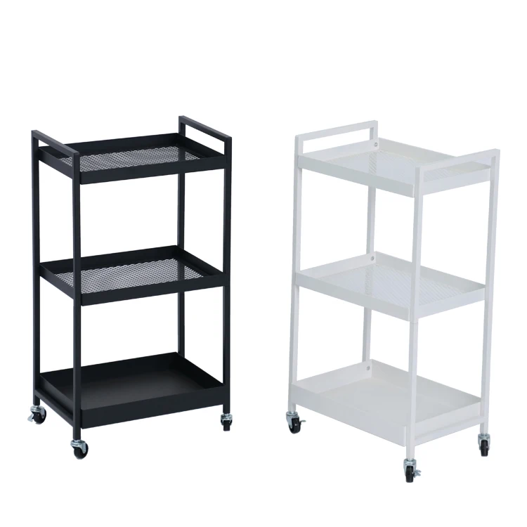 Moving Steel Trolley Removable Shelf Rack 3 Tier Serving Trolley Cart lightweight bedroom bedside metal trolley Rolling cart
