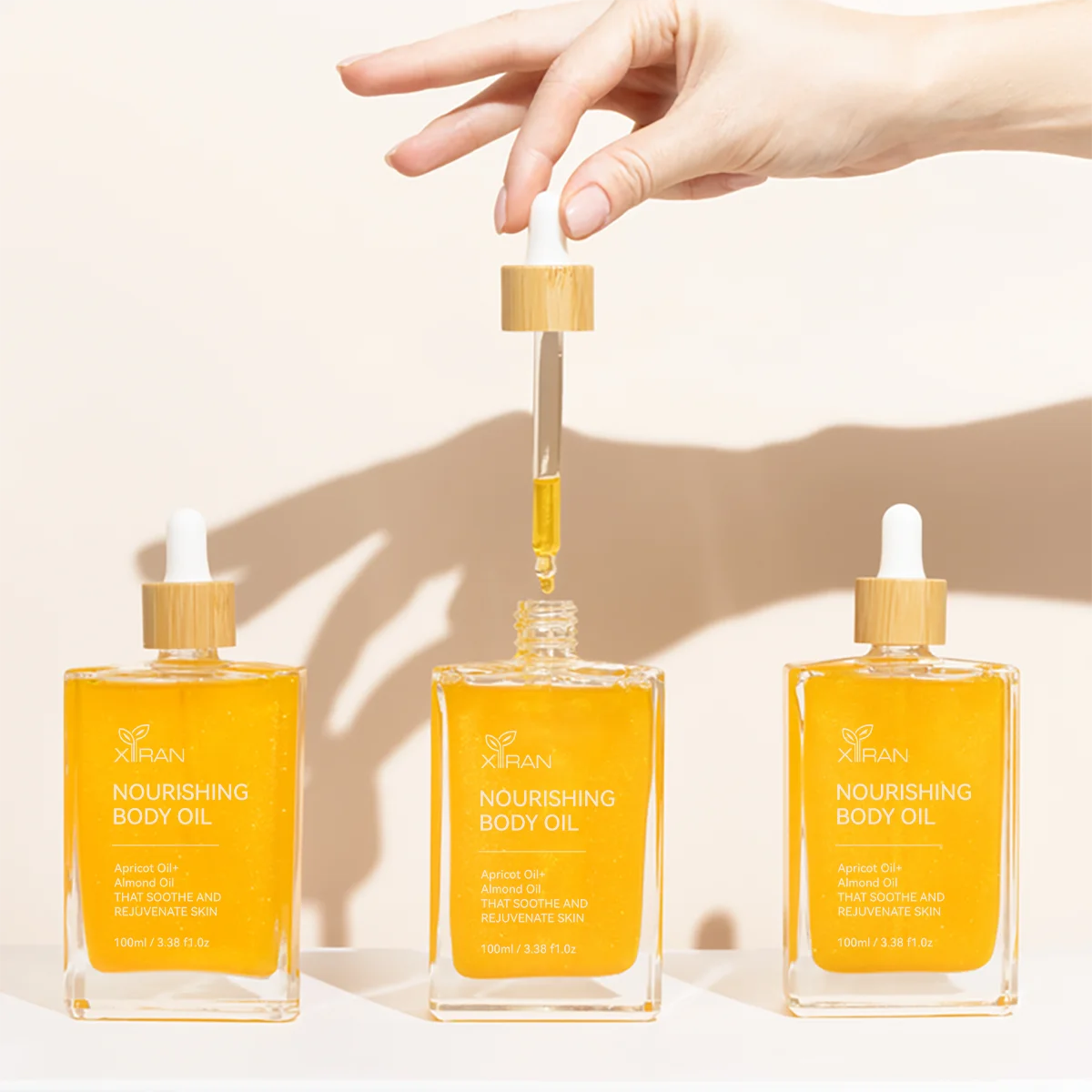 Custom Organic Apricot + Almond Oil Skin Firming Nourishing Moisturizing Body Oil For Skin Glow Long Lasting Body Massage Oil