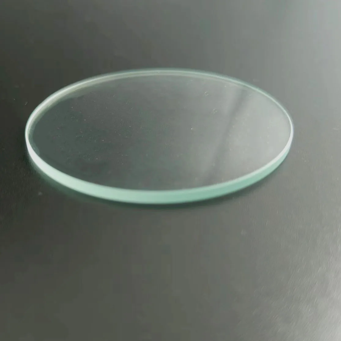 Factory  price  custom round tempered transparent ultra clear low iron glass lens cover glass panel