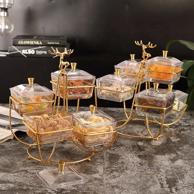 Unique Glass Fruit Plate Party Candy Rack Display Household Glass Serving Dish Set With Lid