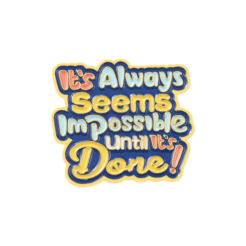 Personalized Inspiring English Letter Enamel Brooch Lapel Pins Backpacks Clothings Hats Badge Pins For Children