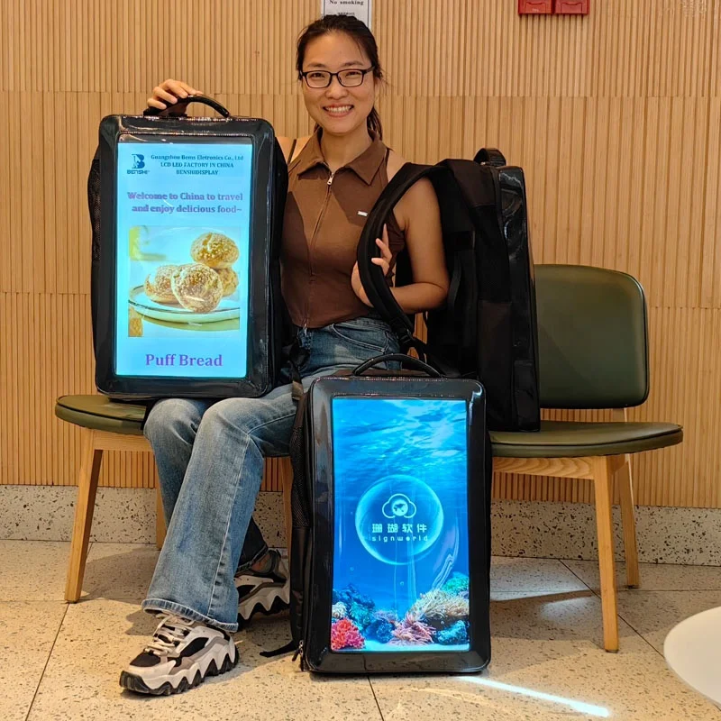 18,5/21,5/32 дюйма, 4 г, Wi-Fi, usb, высокая яркость, аккумулятор, цифровые вывески и дисплеи, рюкзак, рекламный экран, видео, ТВ-плеер