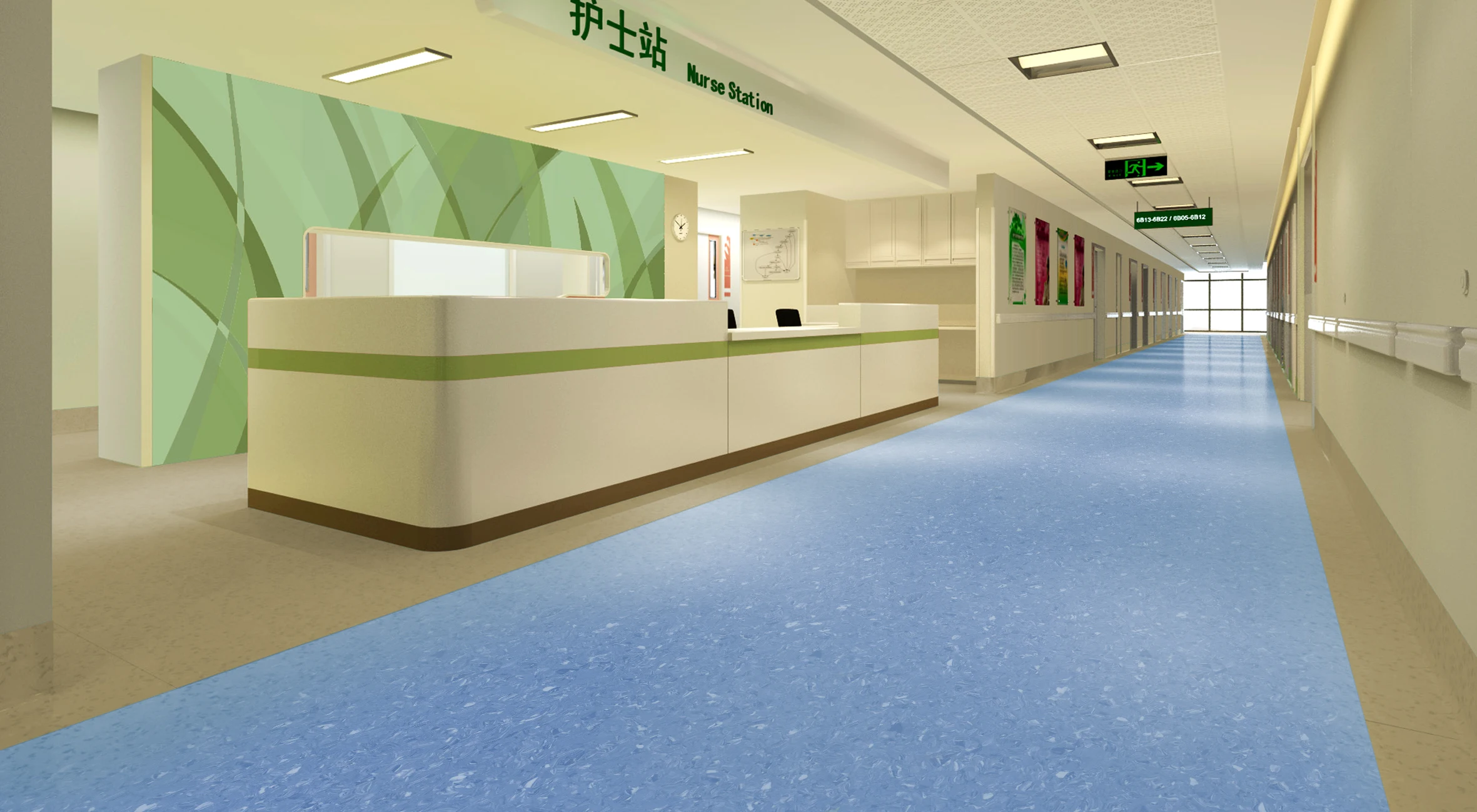DBDMC Antistatic PVC ESD Homogeneous Vinyl Floor Rolls Indoor Plastic Flooring with PUR Coating for Hospitals/Clinics/Labs
