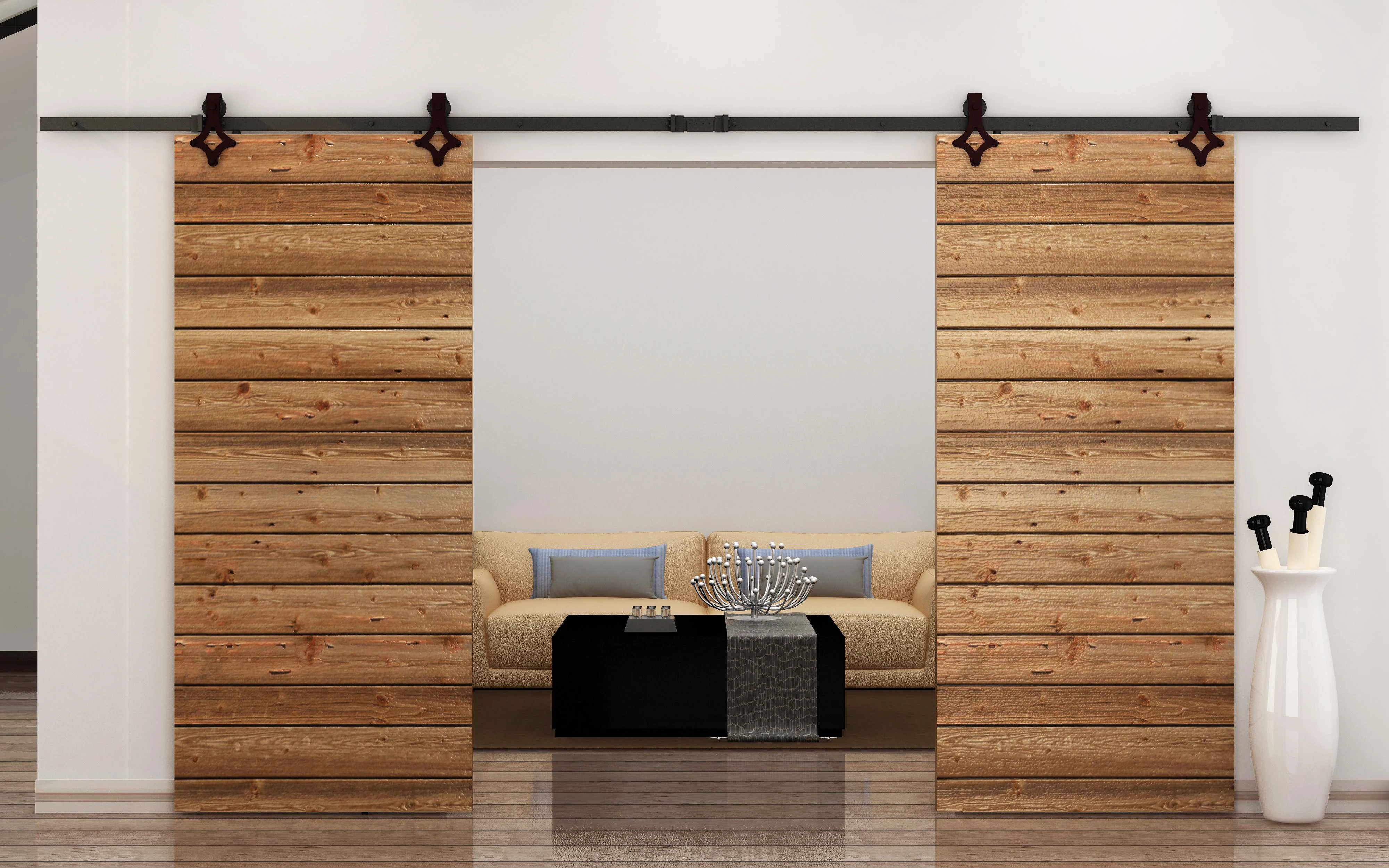 High Quality Wholesale Rustic Barn Doors Diamond Shape Sliding Hardware Kits Modern Sliding Door System