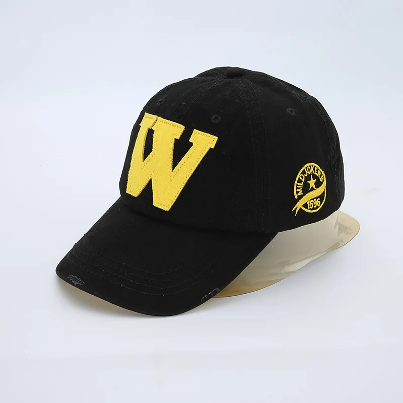 summer outdoor sports washed cloth baseball cap vintage style cotton ponytail 3D letter embroidered sunshade hat