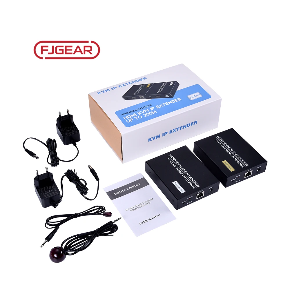 FJ-HKV200 Fjgear New Design Hdmi To Lan 1920*1080/60Hz Hd Mi 1.4 Version Utp 200M Hdmi Kvm Extender Over Ip