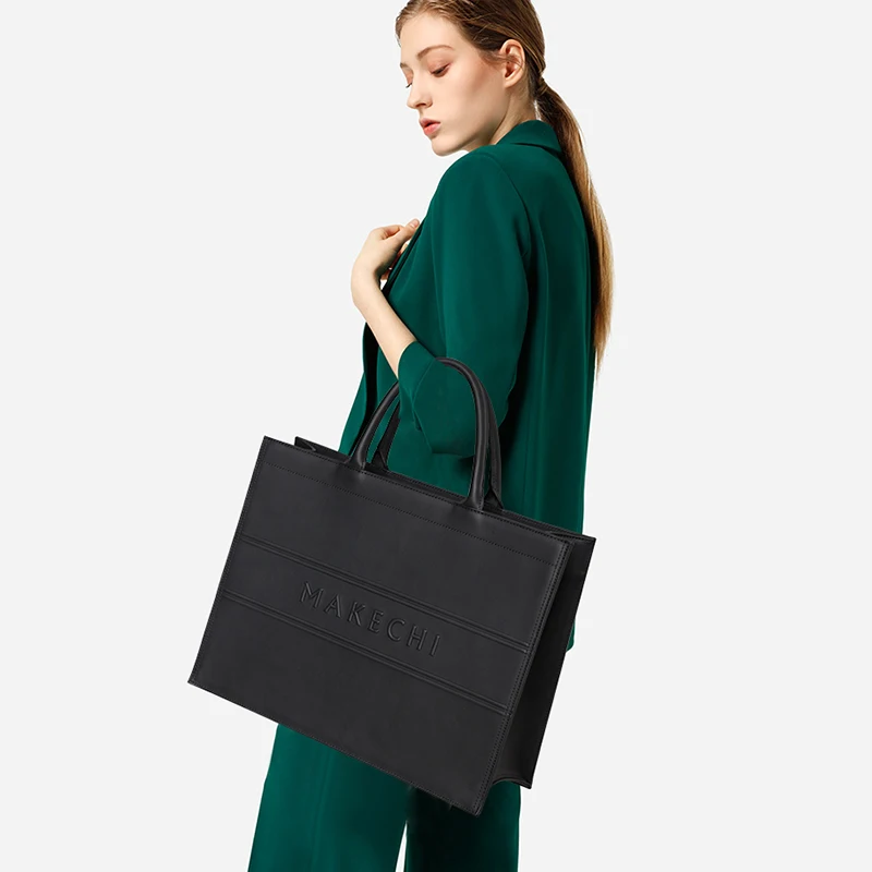 2024 new arrival Ladies  Luxury Genuine Leather Hand Bag Durable Business 15 Inches Laptop Large Tote bag