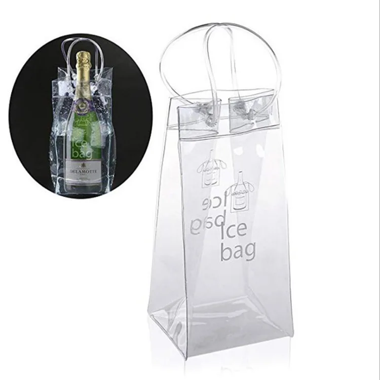 premium BSCI factory Portable Collapsible Clear Transparent PVC Wine Pouch Cooler Ice Bag