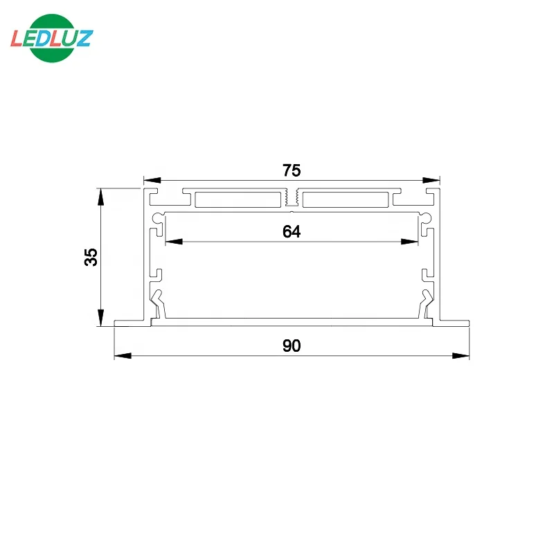 
90x35mm Big Recessed Linkable Aluminum LED Profile 