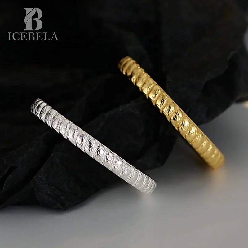 ICEBELA Fine Jewelry 925 Sterling 18K Gold Plated Korean Style Minimalist Jewelry Twisted Designer Rings Jewelry Women