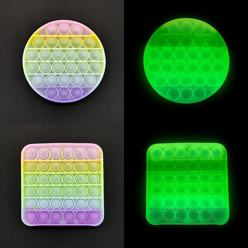 Glow In The Dark Fidget Sensory Toys Silicone Stress Reliever Kids Push Toys Pack Kit Fun Pop Fidget Toys Set