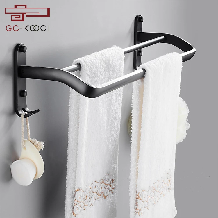Punch-free black space aluminum towel rack bathroom shelf toilet bathroom accessories set