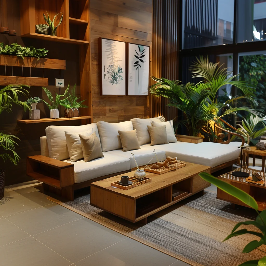 Modern Chinese Style Modular Sofa Set Wood Furniture for Living Room and Hotel Stylish House Furniture