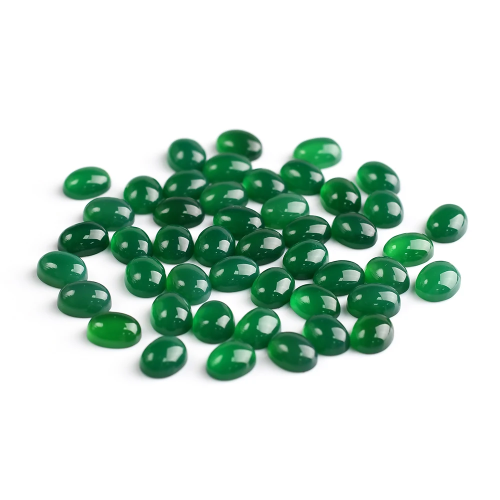 Natural Green Agate Gems Custom Cut Size Shape Wholesale High Quality Oval Cabochon Loose Gemstone Green Agate