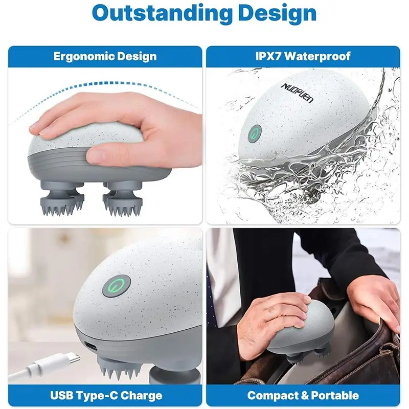 Rechargeable Waterproof Head Massager Rhead Scratcher Electric Scalp Head Massage Facial Massager 20ua MAX Reduce Head