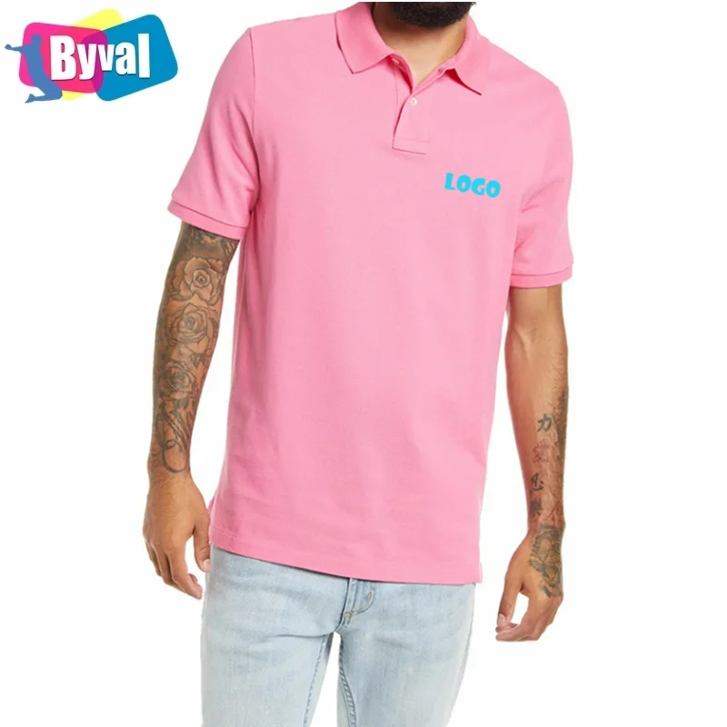 Мужская рубашка-поло с коротким рукавом Byval, однотонная Удобная рубашка-поло из полиэстера и хлопка с логотипом на заказ