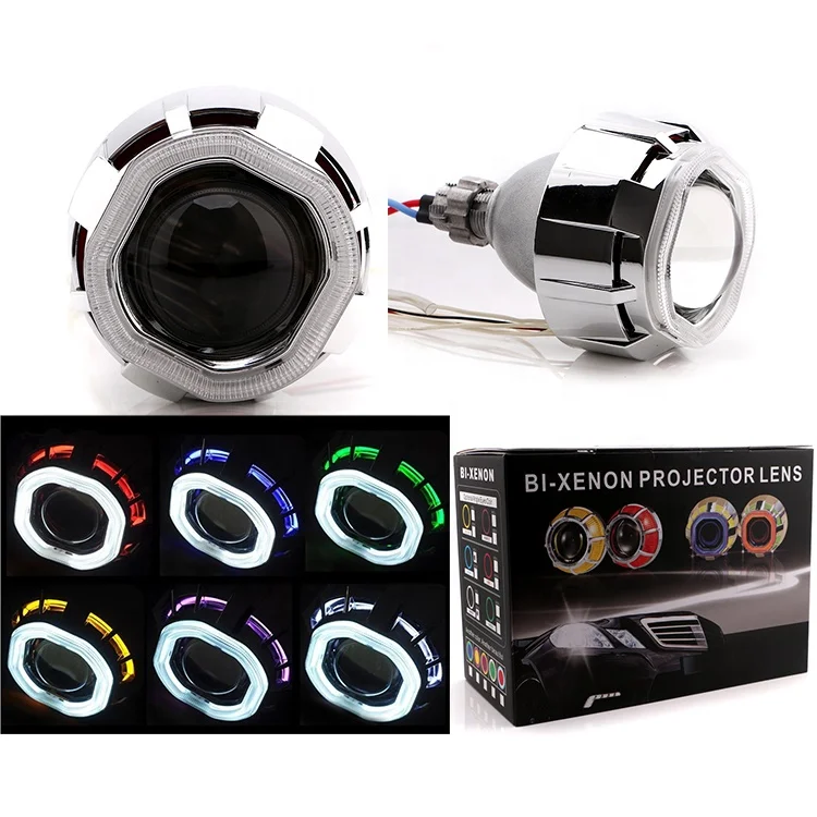 H1 H4 H7 car headlight with dual ccfl led angel eye 2.5inch bi xenon projector