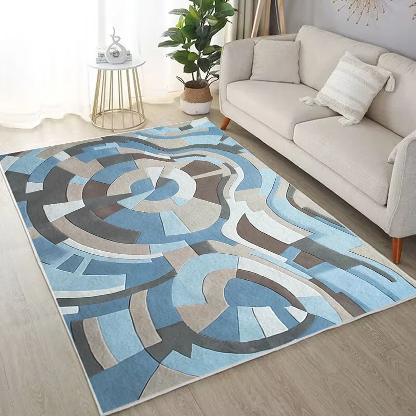 Minimalist style living room carpet light luxury high-end dark color bedroom floor mat waterproof wipe free and wash free
