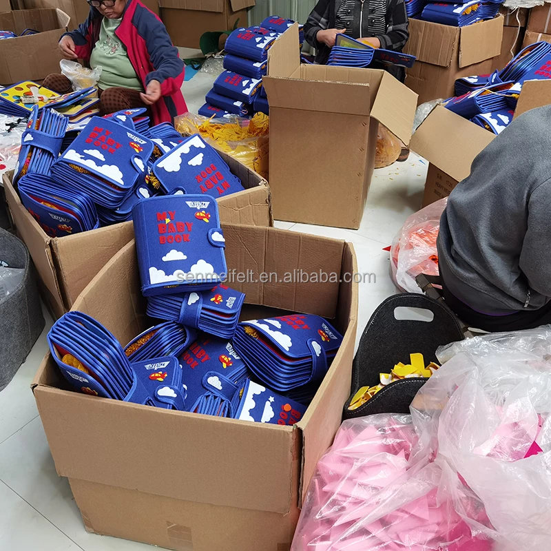 custom 24 pages felt fabric montessori MY first book 3D DIY Cloth Soft Activity Books for baby quiet book