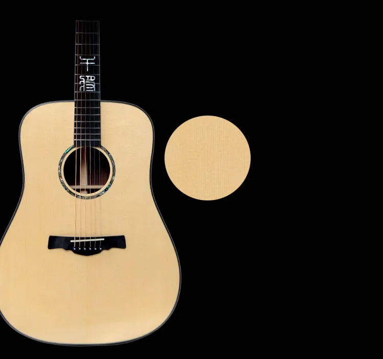 Solid Spruce Rosewood High Quality Acoustic Guitar Geake Ganjiang High End Handmade All Bone Nato Wood 41 Inch Dreadnought Ebony