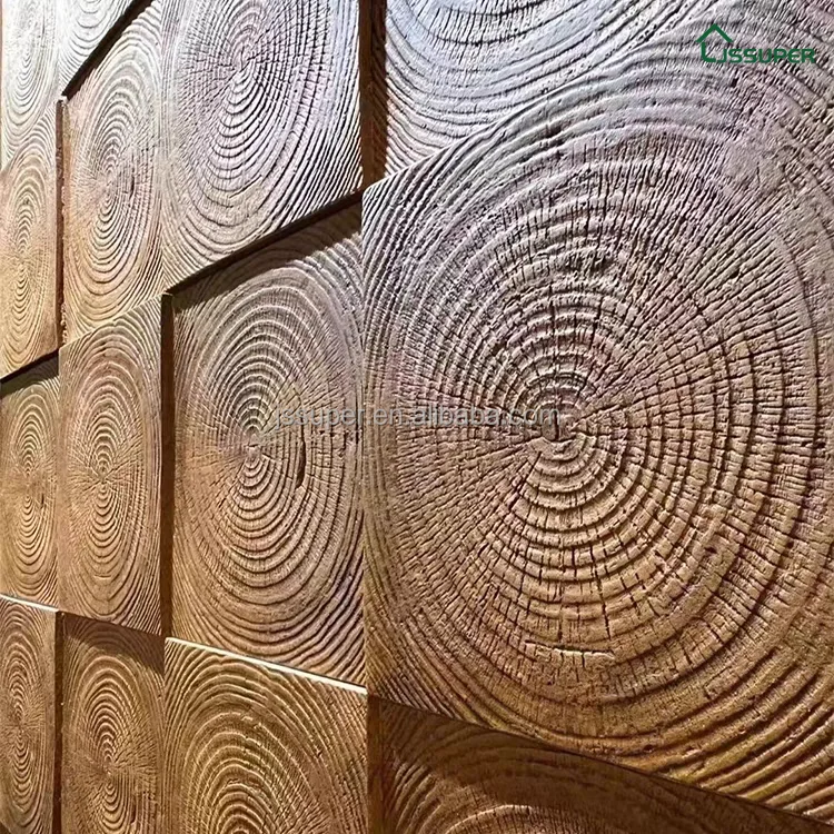 1200*300mm Big Size Wooden looks Polyurethane 3D PU Indoor And Outdoor Artificial Stone Panel