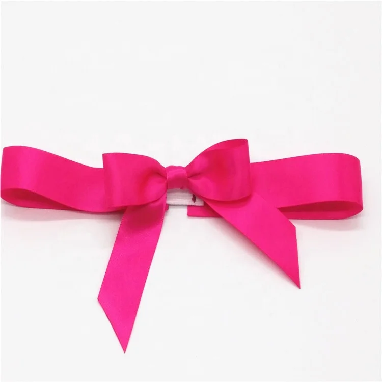 Factory Direct Custom Satin Ribbon Bows with Stretch Elastic Loop for Gift Packing