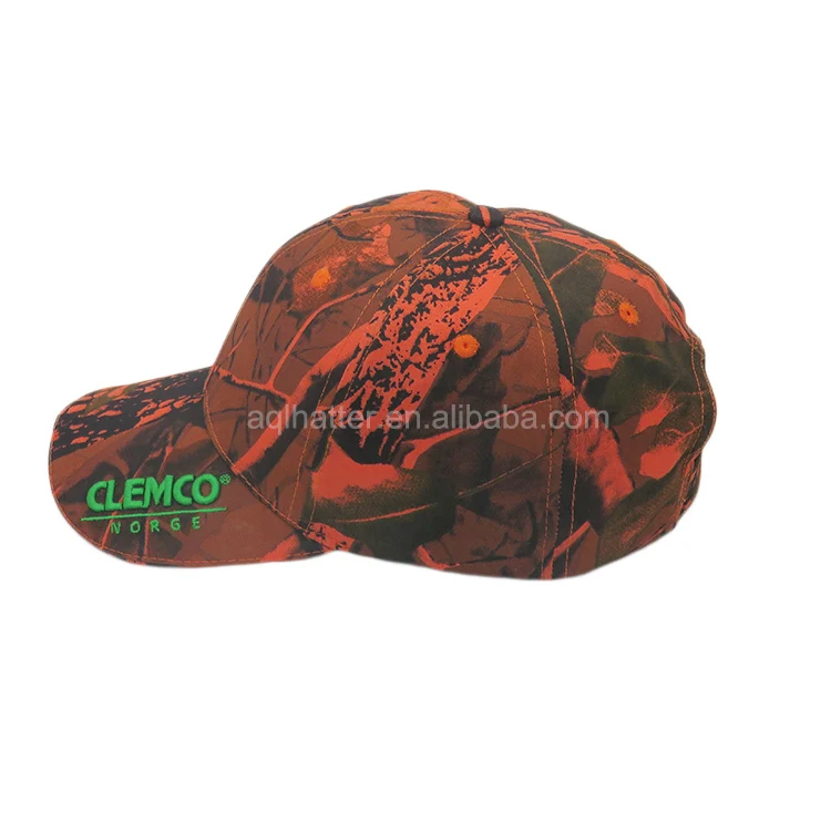 Custom Led  orange camo hunting cap 3d embroidery real tree orange camo hats fashion camouflage fishing hat