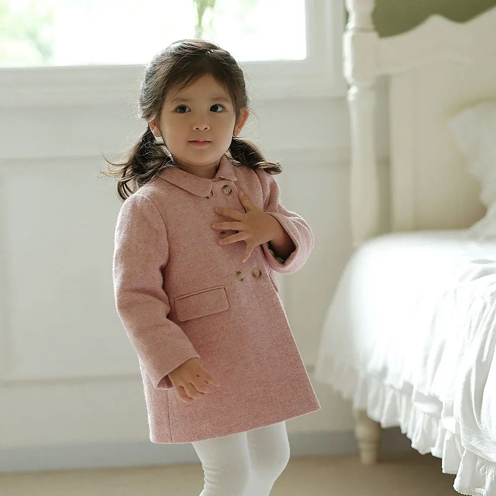 fall autumn winter high quality toddler baby girls pink jacket child kids cashmere overcoat clothing boutiques 08AS105375
