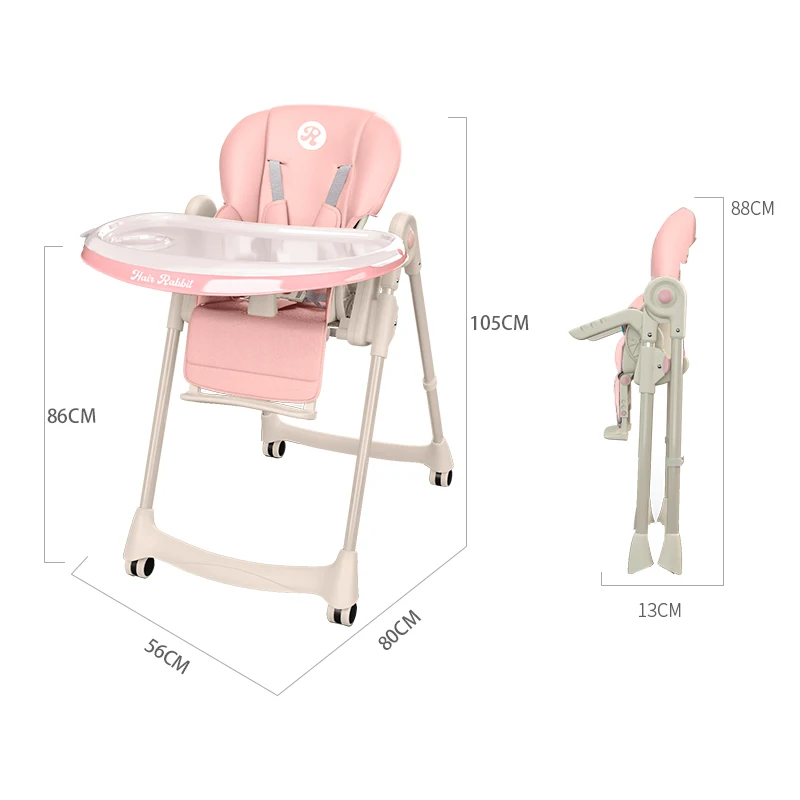 Adjustable High Chair Removable Tray Multifunction Toddler Kids High Chair for Feeding Hot Selling Baby Folding