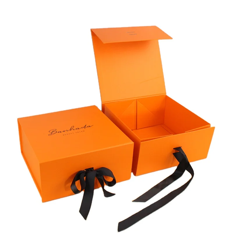 HOT Luxury Magnetic Gift Box Packaging Ribbon Handle Folding Custom Logo Hard Rigid Cardboard Paper Black Clothing Insert