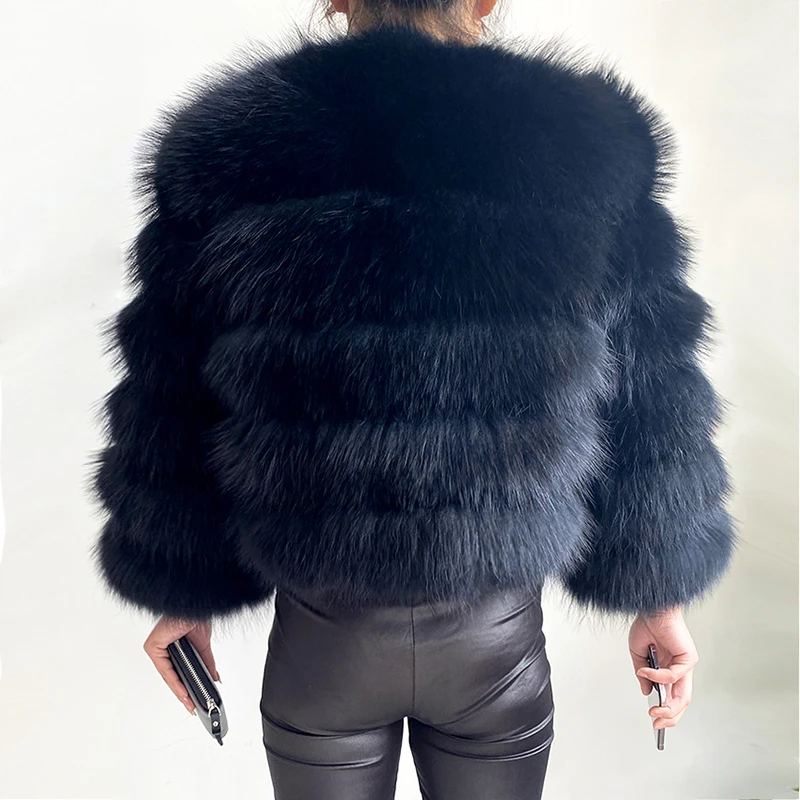 High Quality Winter Warm Thick Fur Jacket Women Real Raccoon Fur Coats For Ladies