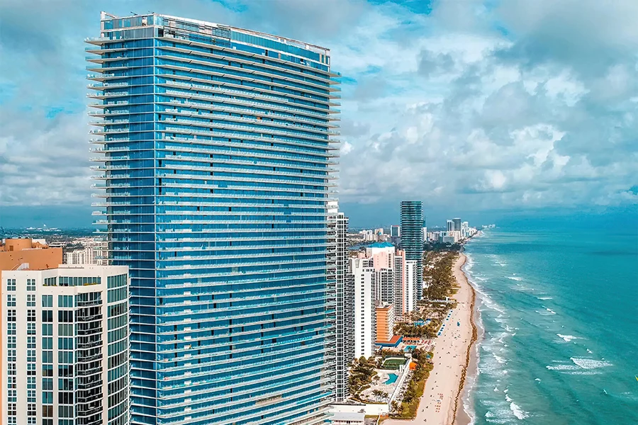 All Facade Curved Fluted Glass With Low E Double Glazed Windows