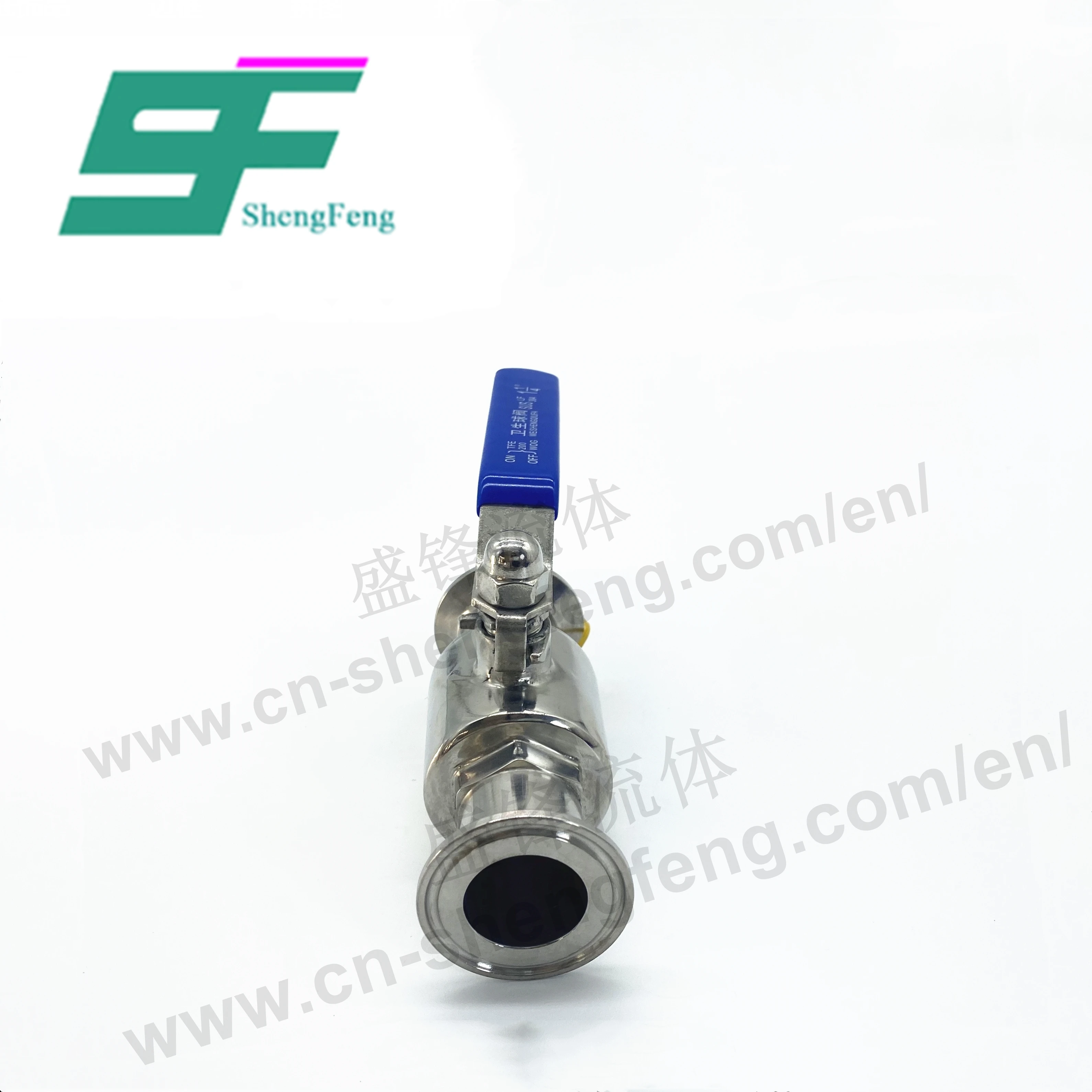 ShengFeng SS304 or SS316L Sanitary Stainless Steel  Sanitary Clamped Straight Ball Valve