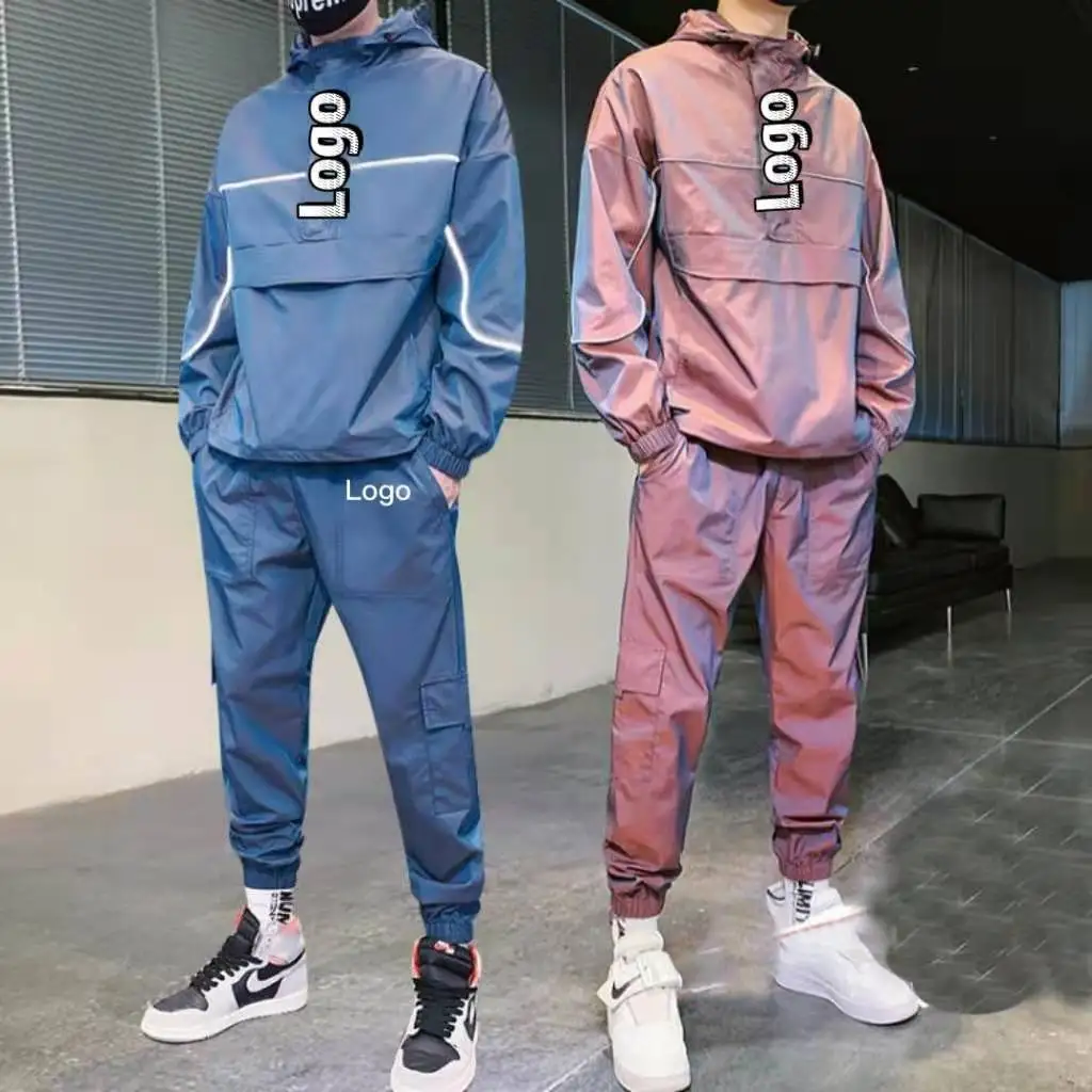 Men Casual 2021 New custom logo Splice Tracksuit Zipper Hoodies+Pants men joggers suits set Sportswear sweat suits men Clothing
