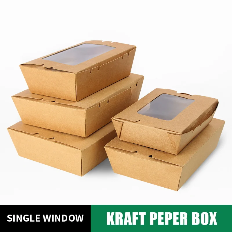 Kraft Paper Boxes Single Pastry Box Packaging with Clear Display Window Donut Mini Cake Pie Slice Dessert Treat Boxes