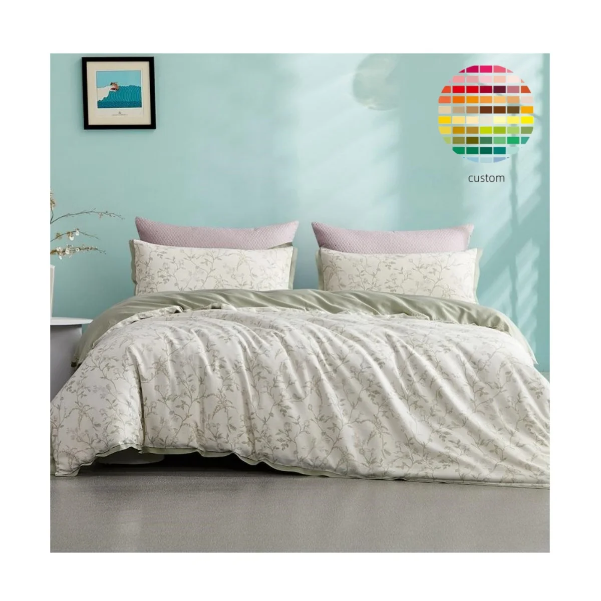 3pcs 4pcs in One Set Breathable Cooling 100% Tencel Soft Bedding Bedsheets Set Comfortable Plain Duvet Cover Set with Pillowcase