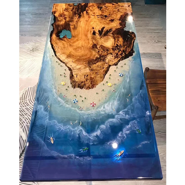 Customizable Blue River Table Epoxy Wood Table Walnut Resin River Coffee Table