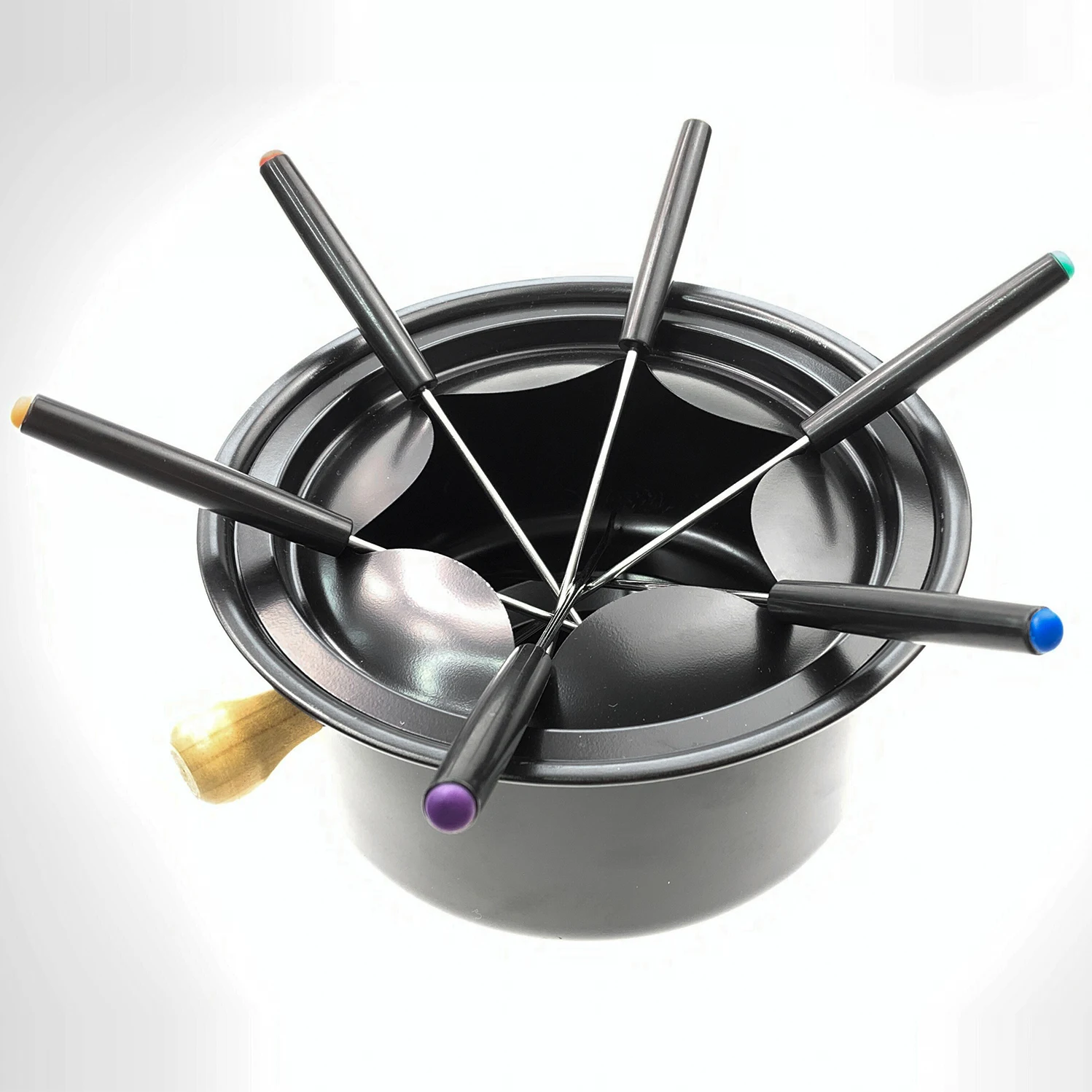 Factory wholesale Mini Non stick cheese fondue pot set Chocolate Candle Fondue Pot Plate Set With Fork