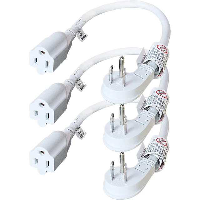 Huanchain NEMA 5-15P to 5-15R  USA Power Cord US Flat Plug American 3pin Short Power Cord Cable 18AWG/16AWG/14AWG