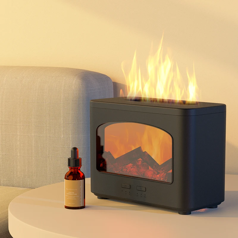 2024 Electric Fireplace Humidifier Seven Color Fireplace Flame Humidifier Essential Oil Fireplace Air Diffuser for Living Room