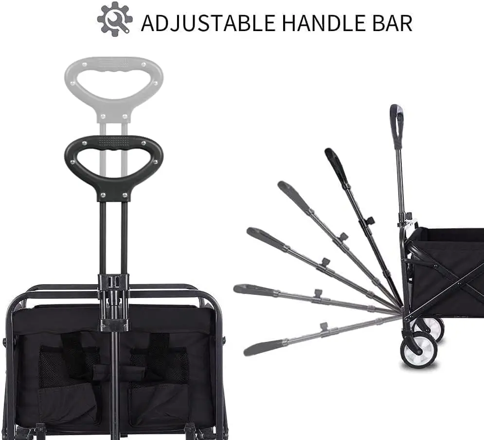 Collapsible Foldable Wagon, Beach Cart Large Capacity, Heavy Duty Folding Wagon Portable for Sports, Shopping, Camping