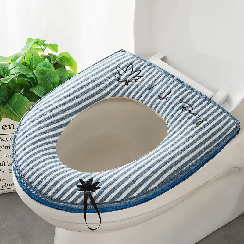 Universal Toilet Seat Cushion Plush With Handle Cute Cartoon Waterproof Household Toilet Seat Cover